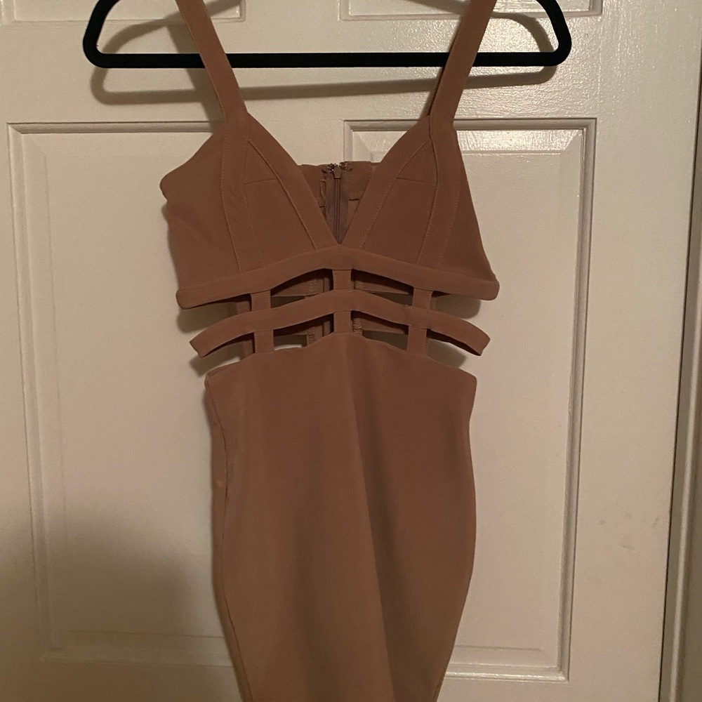 Caged Beige Mini Dress- Size S